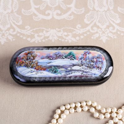 Футляр для очков, отдел на клапане, цвет чёрный