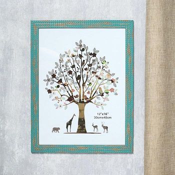 Фоторамка пластик 30х40 см "Пшеница" синяя с золотом 44х34 см