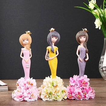 Сувенир полистоун "Девушка в короне, платье русалка с цветочной юбкой" МИКС 16,3х6,5х6,5см