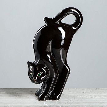 Копилка "Кот сиамский", покрытие глазурь, чёрная, 33 см