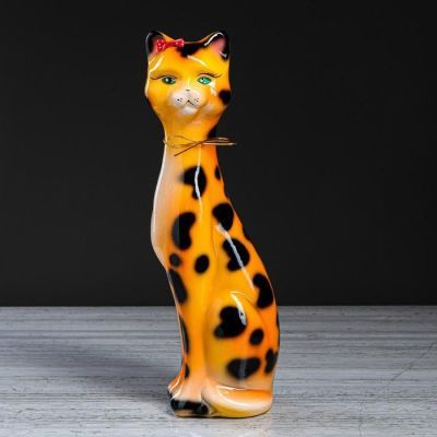 Копилка "Камилла", глянец, оранжевый леопард, 38 см, микс