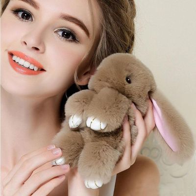 Меховой брелок Зайка (15x10 см) цвет кофе