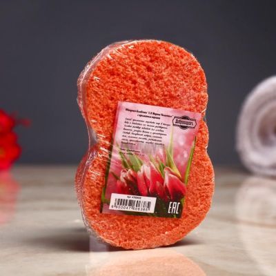 Шипучая бомбочка "С 8 марта с тюльпанами" с ароматом персика, оранжевая