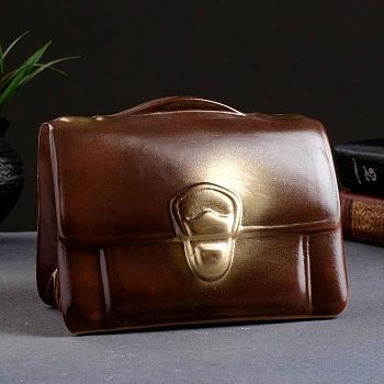 Копилка "Барсетка" коричневая, 14см