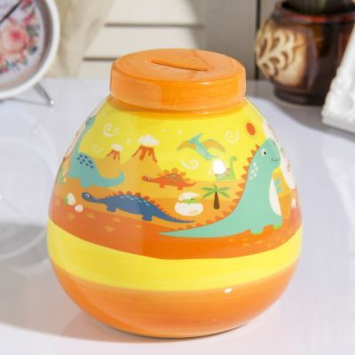 Копилка керамика "Динозаврики. Мои первые сбережения" 15х14,5х14,5 см