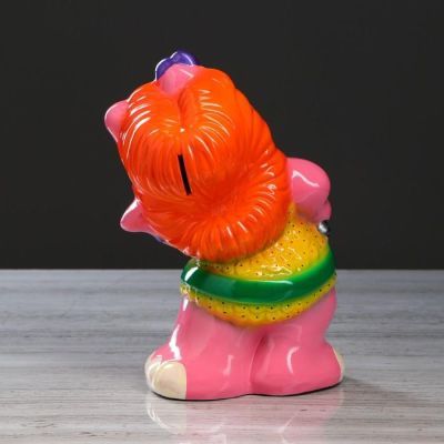 Копилка "Бегемотиха - певица" глянец, керамика, 28 см, микс