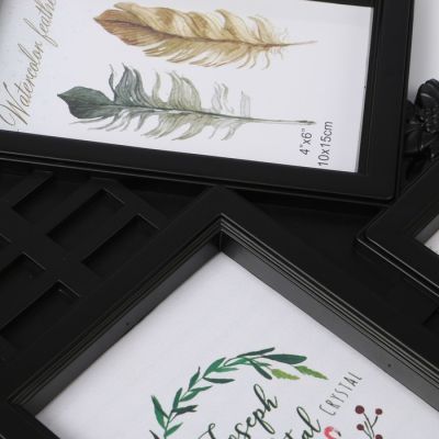 Фоторамка пластик на 5 фото 10х15 см "Окно в цветах. Семья" чёрная 49х38 см