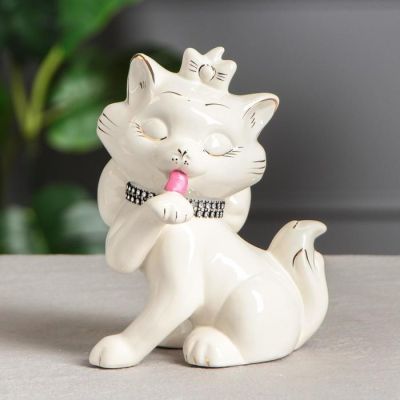 Копилка "Кошка Лапка", глянцевая, цвет белый, 20 см