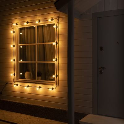 Гирлянда «Белт-лайт» 10 м, IP65, УМС, 2W, тёмная нить, шаг 40 см, Е27, 220 В