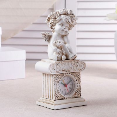 Часы настольные  "Ангел с медведем", h=24 см