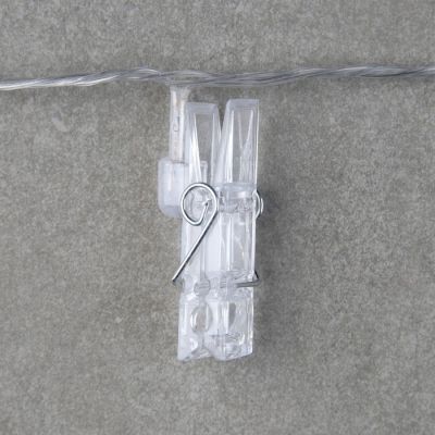 Гирлянда «Нить» 5 м с насадками «Прищепки», IP20, прозрачная нить, 20 LED, свечение мульти (RG/RB), мигание, 220 В