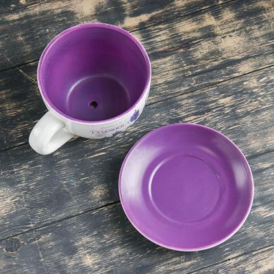 Горшок цветочный в форме чашки "Лаванда" 15*19*10 см