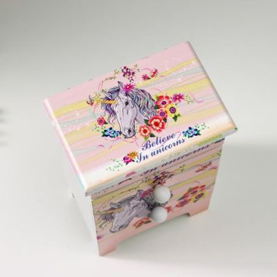 Шкатулка дерево 3 ящика "Единорог в цветах" 18,5х11,7х7,5 см
