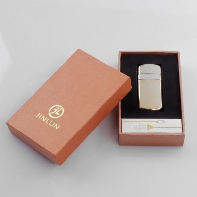 Зажигалка электронная в подарочной коробке, USB, спираль, золотая, 3х6.5 см