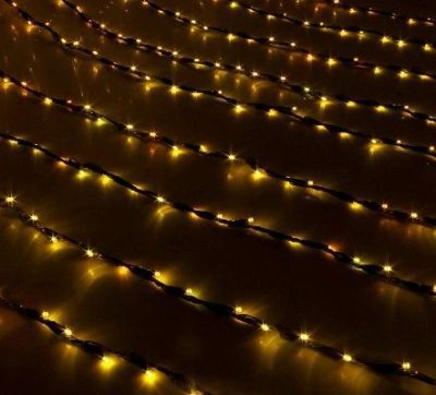 Гирлянда "Дождь" уличная (УМС, Ш:2 м, В:3 м, нить темная,  жёлтый)