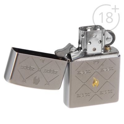 Зажигалка ZIPPO 205 "Zippos" с покрытием Satin Chrome