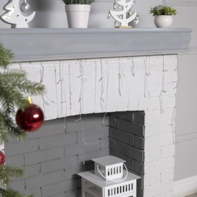 Гирлянда «Бахрома» 3 × 0.5 м, IP20, прозрачная нить, 80 LED, свечение тёплое белое, 8 режимов, 220 В