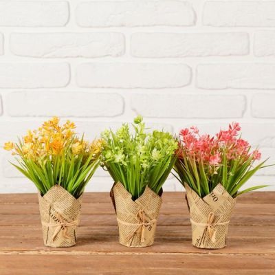 Композиция "Осока с цветочками" 7*20 см, микс