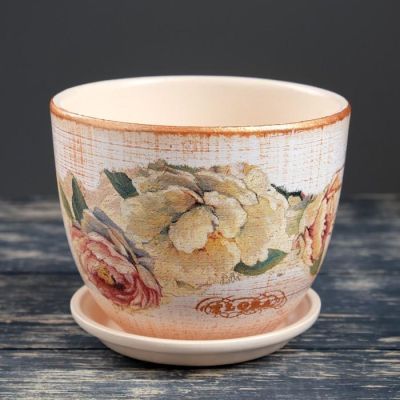 Набор горшков цветочных "Милан Декупаж" 1 л/ 2 л/ 3,8 л/ 5,4 л