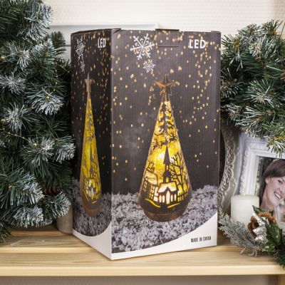 Светодиодная фигура «Ёлка с оленями» 13 × 31 × 13 см, пластик, батарейки АААх3 (не в комплекте), свечение тёплое белое