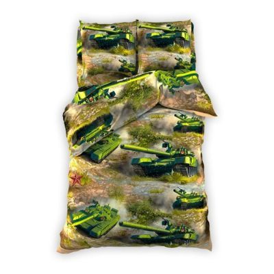 Постельное бельё «Этель» 1.5 сп Танки 143*215 см, 150*214 см, 50*70 см, бязь 125 г/м2