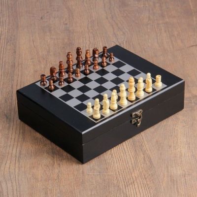 Набор шахмат с домино, костяшка белая 4,8 × 2,4 см, пешка 2 см, король 4,7 см