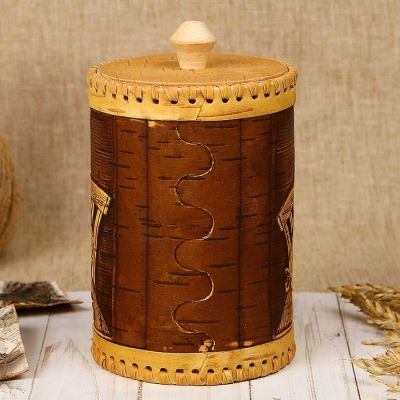 Туес «Дедушка и бабушка», соль,10х17,5 см, береста