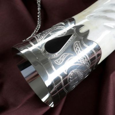 Сувенирный рог для вина, средний, с пиалой