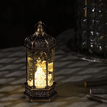 Светодиодная фигура «Ангел в ротонде» 6.3 × 14 × 6.3 см, пластик, блёстки, батарейки AG13х3, свечение тёплое белое