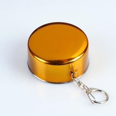 Стакан складной, d=6,5 см, 3 кольца, с карабином, крышка под золото