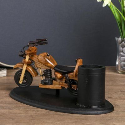 Сувенир дерево подставка под ручки "Мотоцикл" 11,5х26,3х13,7 см