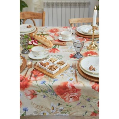 Скатерть "Этель" Маки 220х147 см, 100% хл, рогожка 160 гр/м2