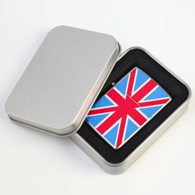 Зажигалка бензиновая "Великобритания" в металлической коробке, кремниий, 6х8 см
