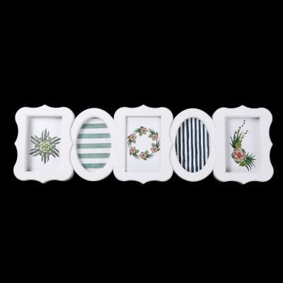 Фоторамка пластик на 5 фото 10х15 см "Фигурная" белая 19,5х64,5 см