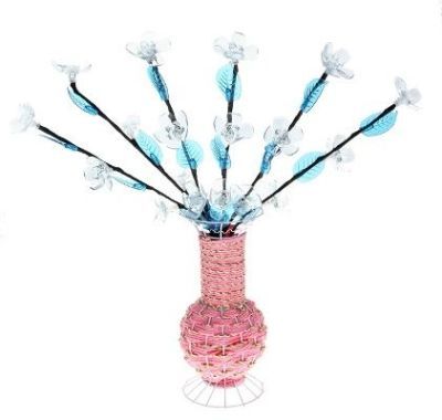 Светодиодная ваза плетенная (60х16 см. белый)