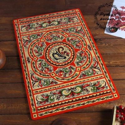 Доска разделочная «Прямоугольная», 40×0,8×60 см, красная, ракульская роспись
