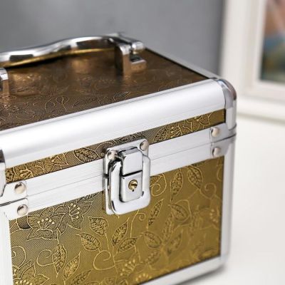 Шкатулка металлокаркас сундучок "Цветок и вьюнок" тёмное золото 13х16,7х12,8 см