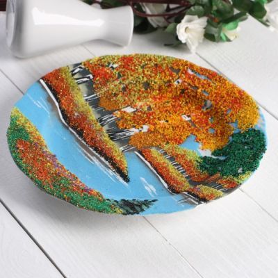 Тарелка под фарфор с каменной крошкой "Времена года"