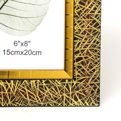 Фоторамка пластик 15х20 см "Золотая паутина на чёрном" 25,8х20,8х1,5 см