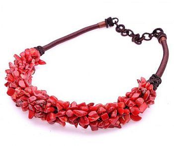 Колье Коралл "Аквилегия" П3110