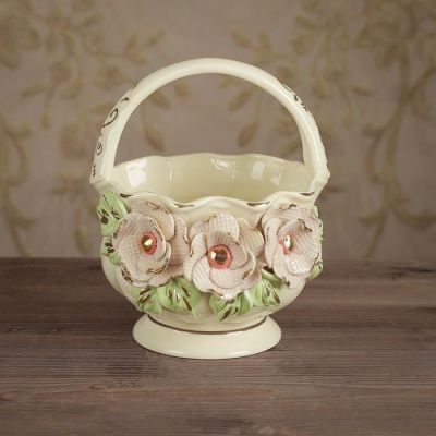 Конфетница "Корзинка с ручкой", керамика, 16 см, микс