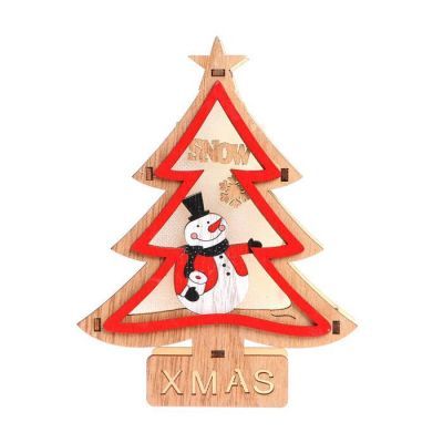 Новогодний световой декор настольный «Ёлка и снеговик» 15×11×2 см