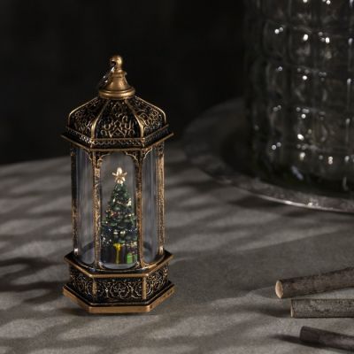 Светодиодная фигура «Ёлка в ротонде» 6.3 × 14 × 6.3 см, пластик, блёстки, батарейки AG13х3, свечение тёплое белое