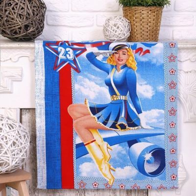 Полотенце кухонное "Летчица" 50х60 см, 160 гр/м, вафля, хлопок 100%