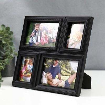 Фоторамка на 4 фото "Интрига", черная, 10х15 см, 10х10 см