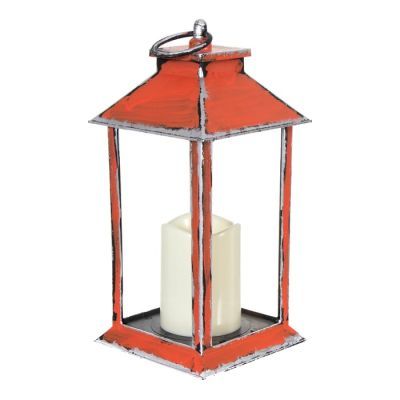 Ночник "Фонарь со свечой" LED от батареек 3хААА красный 14х14х29,5 см