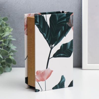 Сейф-книга дерево кожзам "Полупрозрачный мак" 17х11х5 см