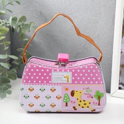 Копилка металл "Сумочка со зверятами" МИКС 8,5х14,5х6,5 см