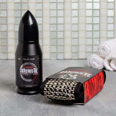 Набор "Настоящий мужик" гель для душа пуля 200 мл мужской парфюм, мочалка