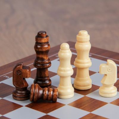 Набор шахмат с покером, 100 фишек, 2 колоды, 5 кубиков 1,3×1,3 см, пешка 2 см, ферзь 4,5см